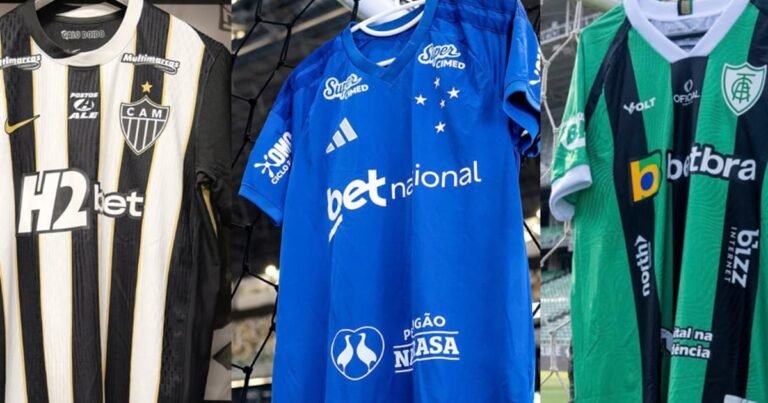 Camisas de Atlético, Cruzeiro e América, clubes que recebem R$ 32 milhões do Governo de Minas