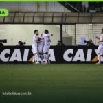 Jogadores comemoram gol em partida do Campeonato Brasileiro