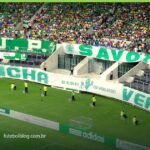 Torcida do Palmeiras com bandeirão no Allianz Parque durante partida