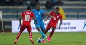 Seleção da Índia em campo no amistoso contra o Panamá antes de enfrentar o Brasil em Calcutá